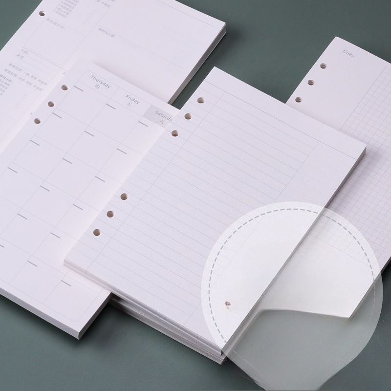 A5 Spiral Dotted Grid Notebook - กระดาษรีฟิลสมุดโน้ตแบบหลวม A5 สำหรับเข้าเล่มสันห่วง กระดาษด้านในมีตารางเส้น ตารางจุด และตารางรายสัปดาห์
