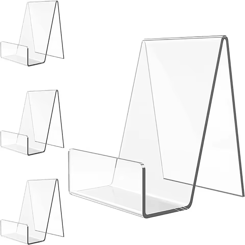 Clear Acrylic Book Stand Holder - 4pcs อะคริลิคหนังสือหนังสือสําหรับจอแสดงผล CLEAR ขาตั้งสําหรับจอแสดงผลสําหรับโปสการ์ดสติกเกอร์