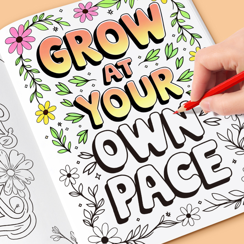 Adult Coloring Book Stress Relief - สมุดระบายสีเพื่อสุขภาพจิตสำหรับผู้ใหญ่ 32 หน้า ความสุขในช่วงเวลาเล็กๆ บรรเทาความเครียด บำบัดความวิตกกังวล