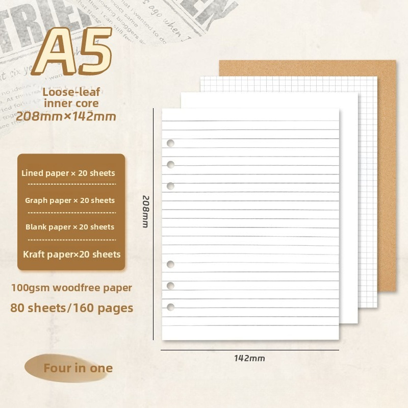 กระดาษรีฟิลสมุดโน้ตแบบหลวม A5  - A5 Spiral Dotted Grid Notebook บทวิจารณ์และราคา