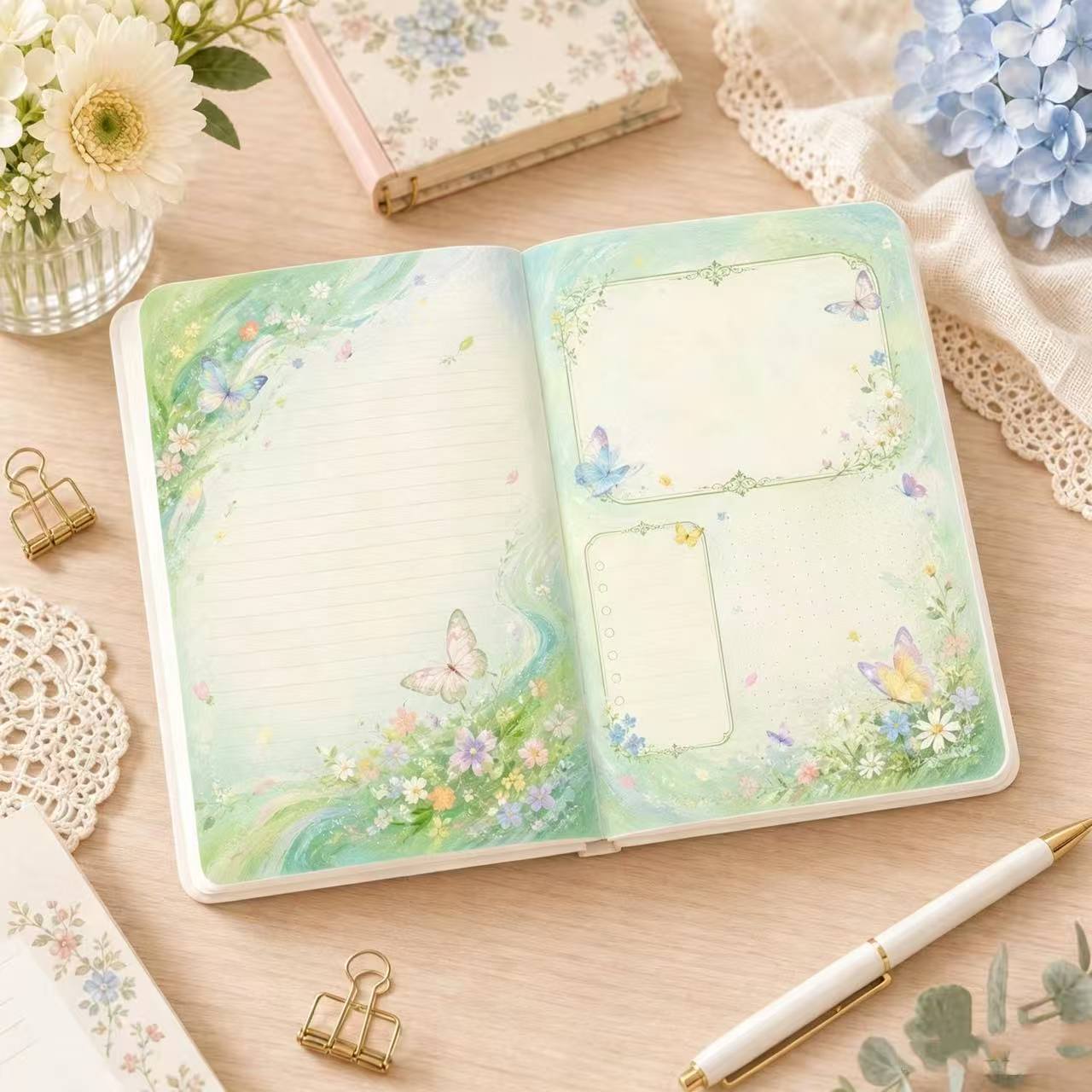 สมุดบันทึกหนังลายผีเสื้อวินเทจ - Vintage Leather Journal Notebook บทวิจารณ์และราคา