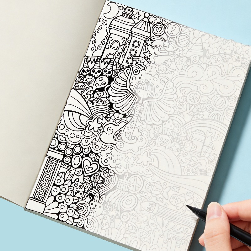 หนังสือระบายสีลายเส้นวาดมือสำห - Adult Coloring Book Stress Relief บทวิจารณ์และราคา